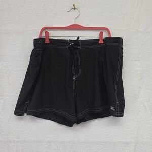 ZeroXposur Size 1X Womens Black Contrast Stitch Board Shorts Swim Shorts